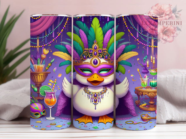 Mardi Gras Duck Tumbler, Carnival Duck Wrap, Festive Party Cup, 20oz Sublimation Wrap, New Orleans Celebration Tumbler, Colorful Duck Design Cup, Mardi Gras Animal Theme Wrap Sublimation Li Zamperini 