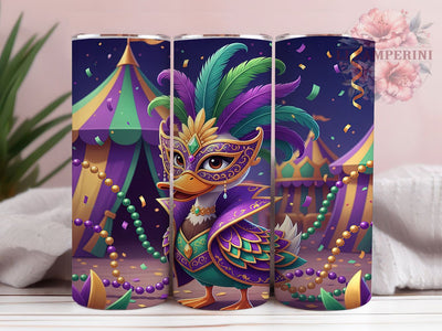 Mardi Gras Duck Tumbler, Carnival Duck Wrap, Festive Party Cup, 20oz Sublimation Wrap, New Orleans Celebration Tumbler, Colorful Duck Design Cup, Mardi Gras Animal Theme Wrap Sublimation Li Zamperini 