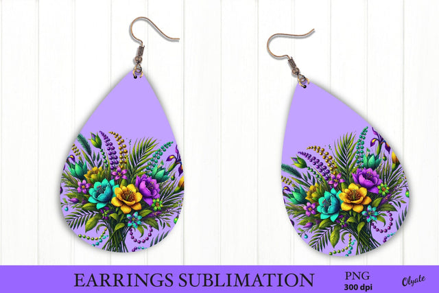 Mardi Gras Earring PNG. Carnival Teardrop Earring Sublimation Olga Terlyanskaya 