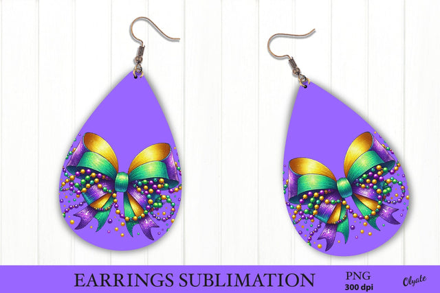 Mardi Gras Earring PNG. Carnival Teardrop Earring Sublimation Olga Terlyanskaya 