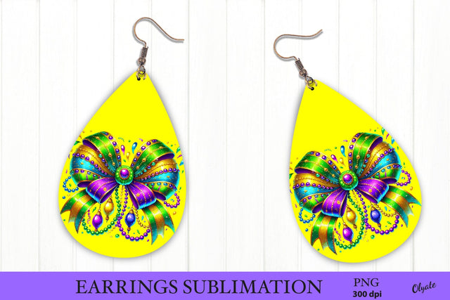 Mardi Gras Earring PNG. Carnival Teardrop Earring Sublimation Olga Terlyanskaya 