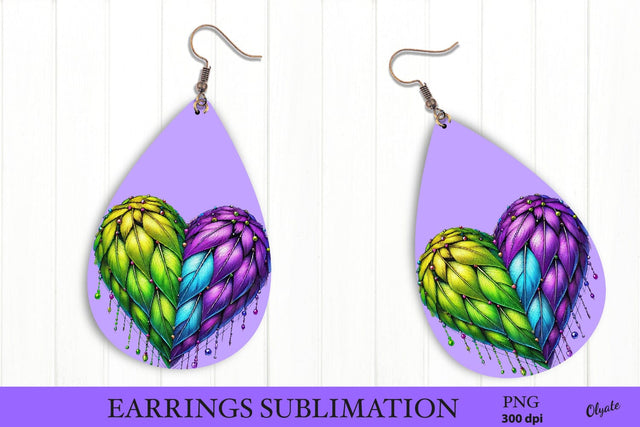 Mardi Gras Earring PNG. Carnival Teardrop Earring Sublimation Olga Terlyanskaya 