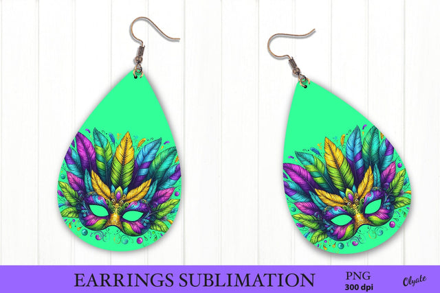 Mardi Gras Earring PNG. Carnival Teardrop Earring Sublimation Sublimation Olga Terlyanskaya 