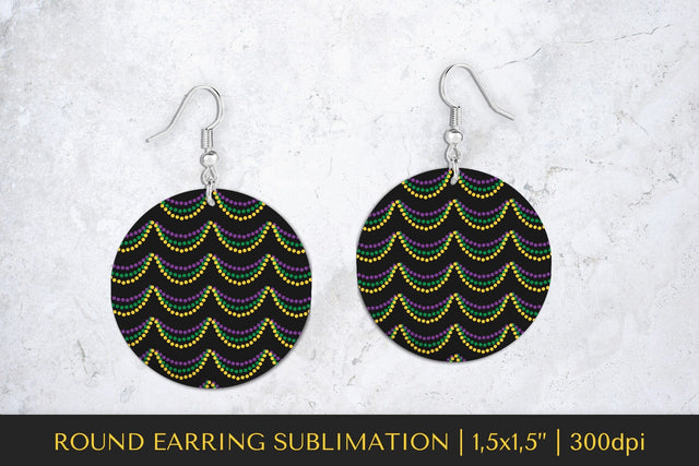 Mardi Gras earring sublimation. Carnival round earrings PNG Sublimation LaBelezoka 