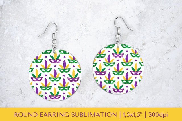 Mardi Gras earring sublimation. Carnival round earrings Sublimation LaBelezoka 