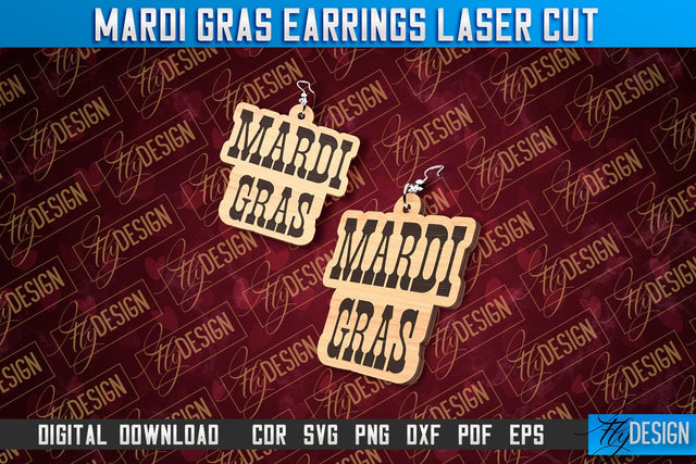 Mardi Gras Earrings Laser Cut | Accessories Laser Cut SVG Design | CNC Files SVG Fly Design 