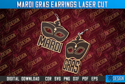 Mardi Gras Earrings Laser Cut | Accessories Laser Cut SVG Design | CNC Files SVG Fly Design 