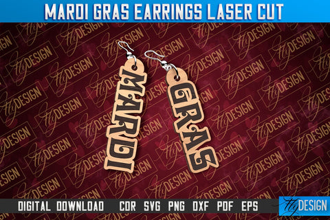 Mardi Gras Earrings Laser Cut | Accessories Laser Cut SVG Design | CNC Files SVG Fly Design 