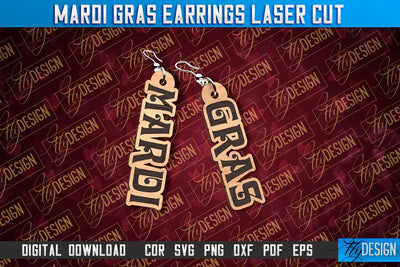 Mardi Gras Earrings Laser Cut | Accessories Laser Cut SVG Design | CNC Files SVG Fly Design 