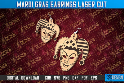 Mardi Gras Earrings Laser Cut | Accessories Laser Cut SVG Design | CNC Files SVG Fly Design 