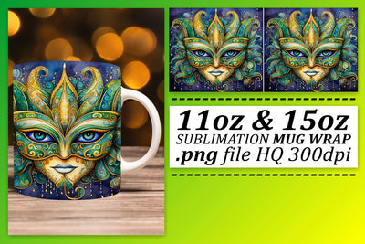 Mardi Gras Elegance on Your Mug: 11oz & 15oz Sizes Sublimation afrosvg 