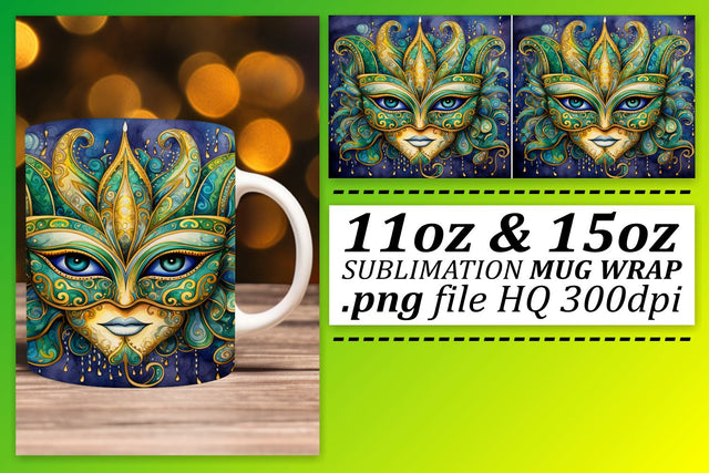 Mardi Gras Elegance on Your Mug: 11oz & 15oz Sizes Sublimation afrosvg 