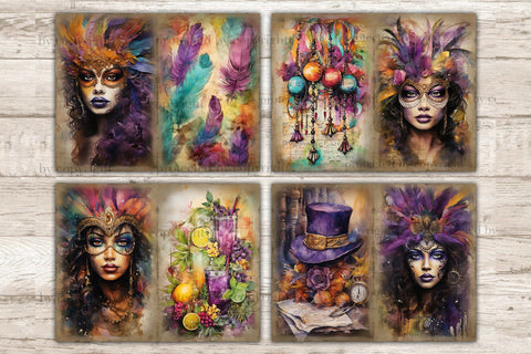 Mardi Gras Ephemera | Junk Journal Pages SVG GlamArtZhanna 