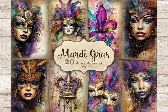 Mardi Gras Ephemera | Junk Journal Pages SVG GlamArtZhanna 