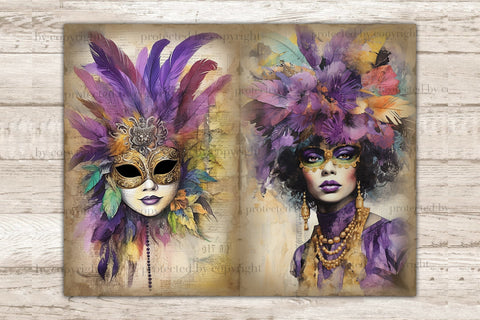 Mardi Gras Ephemera | Junk Journal Pages SVG GlamArtZhanna 