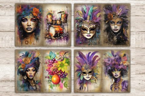 Mardi Gras Ephemera | Junk Journal Pages SVG GlamArtZhanna 
