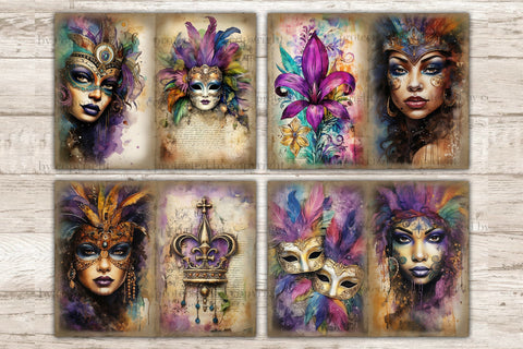 Mardi Gras Ephemera | Junk Journal Pages SVG GlamArtZhanna 