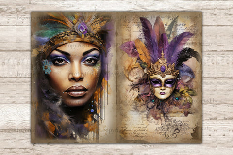 Mardi Gras Ephemera | Junk Journal Pages SVG GlamArtZhanna 