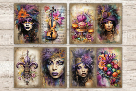 Mardi Gras Ephemera | Junk Journal Pages SVG GlamArtZhanna 