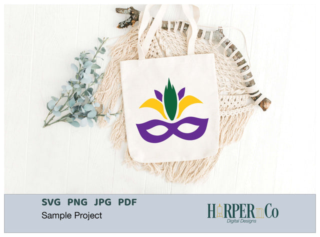 Mardi Gras Feather Mask SVG, PNG SVG HarperNCo 