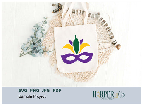 Mardi Gras Feather Mask SVG, PNG SVG HarperNCo 