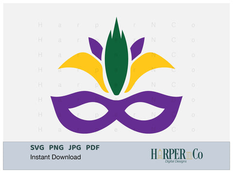 Mardi Gras Feather Mask SVG, PNG SVG HarperNCo 