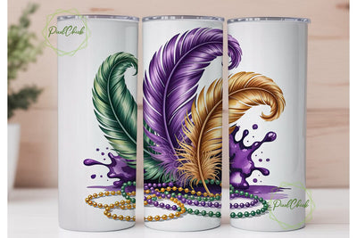 Mardi Gras Feathers 20oz Tumbler Wrap Sublimation PixelChick 