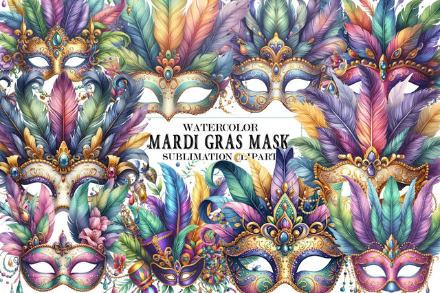 Mardi Gras Festival Mask Clipart Bundle Sublimation SVGista 