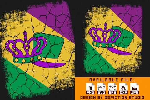 Mardi Gras Flag T-Shirt, Mardi Gras Retro Vintage Shirt, Mardi Gras Hat Shirt Print Template Sketch DESIGN Depiction Studio 