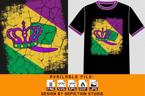 Mardi Gras Flag T-Shirt, Mardi Gras Retro Vintage Shirt, Mardi Gras Hat Shirt Print Template Sketch DESIGN Depiction Studio 