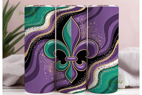 Mardi Gras Fleur-de-lis 20oz Tumbler Sublimation PixelChick 