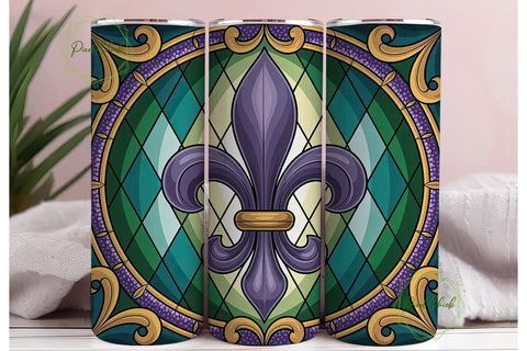 Mardi Gras Fleur-de-Lis 20oz Tumbler Sublimation PixelChick 