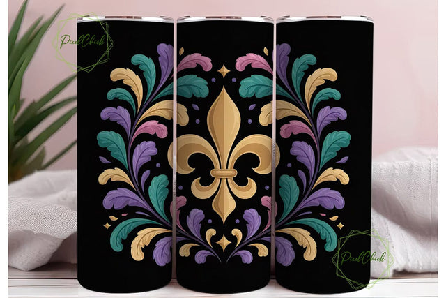 Mardi Gras Fleur-de-lis 20oz Tumbler Sublimation PixelChick 