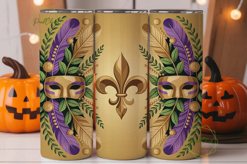 Mardi Gras Fleur-de-Lis 20oz Tumbler Sublimation PixelChick 