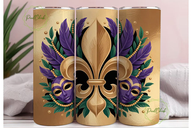 Mardi Gras Fleur-de-Lis 20oz Tumbler Sublimation PixelChick 