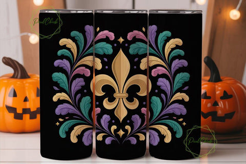 Mardi Gras Fleur-de-lis 20oz Tumbler Sublimation PixelChick 