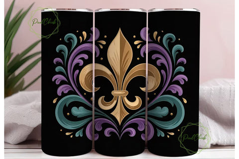 Mardi Gras Fleur-de-lis 20oz Tumbler Sublimation PixelChick 