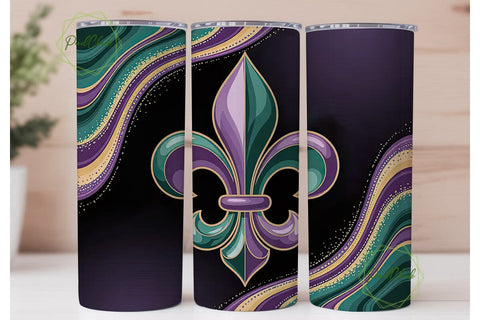 Mardi Gras Fleur-de-lis 20oz Tumbler Sublimation PixelChick 
