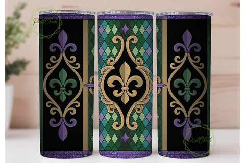 Mardi Gras Fleur-de-Lis 20oz Tumbler Sublimation PixelChick 