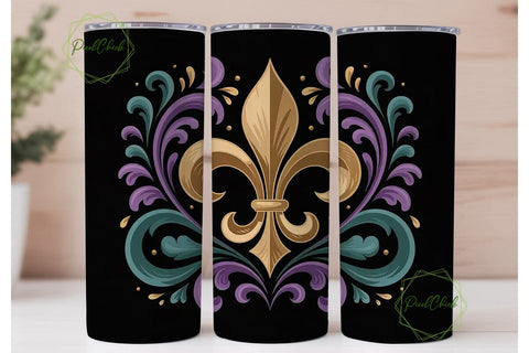 Mardi Gras Fleur-de-lis 20oz Tumbler Sublimation PixelChick 