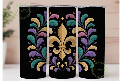 Mardi Gras Fleur-de-lis 20oz Tumbler Sublimation PixelChick 