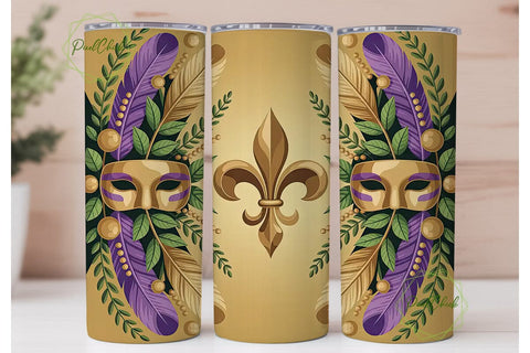 Mardi Gras Fleur-de-Lis 20oz Tumbler Sublimation PixelChick 