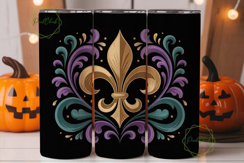 Mardi Gras Fleur-de-lis 20oz Tumbler Sublimation PixelChick 