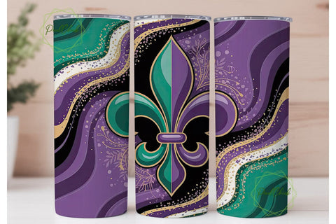 Mardi Gras Fleur-de-lis 20oz Tumbler Sublimation PixelChick 