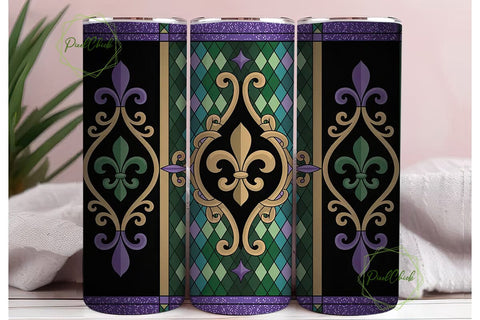 Mardi Gras Fleur-de-Lis 20oz Tumbler Sublimation PixelChick 