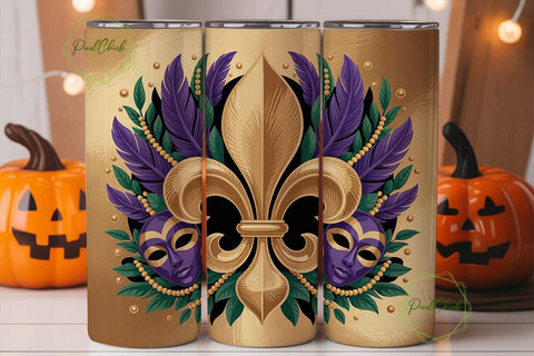 Mardi Gras Fleur-de-Lis 20oz Tumbler Sublimation PixelChick 
