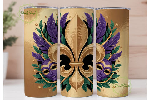 Mardi Gras Fleur-de-Lis 20oz Tumbler Sublimation PixelChick 