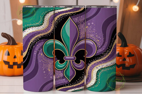 Mardi Gras Fleur-de-lis 20oz Tumbler Sublimation PixelChick 