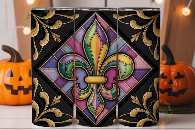Mardi Gras Fleur-de-Lis 20oz Tumbler Sublimation PixelChick 