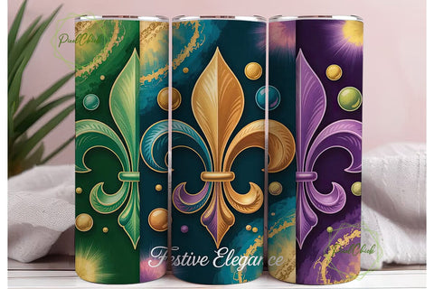 Mardi Gras Fleur-de-Lis 20oz Tumbler Sublimation PixelChick 